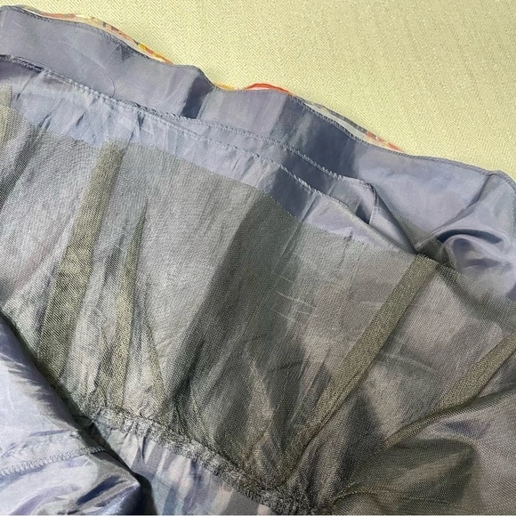 SLNY Navy Blue Floral Fit & Flare Dress Tulle Skirt Mesh Striped 14 Large - Picture 10 of 11